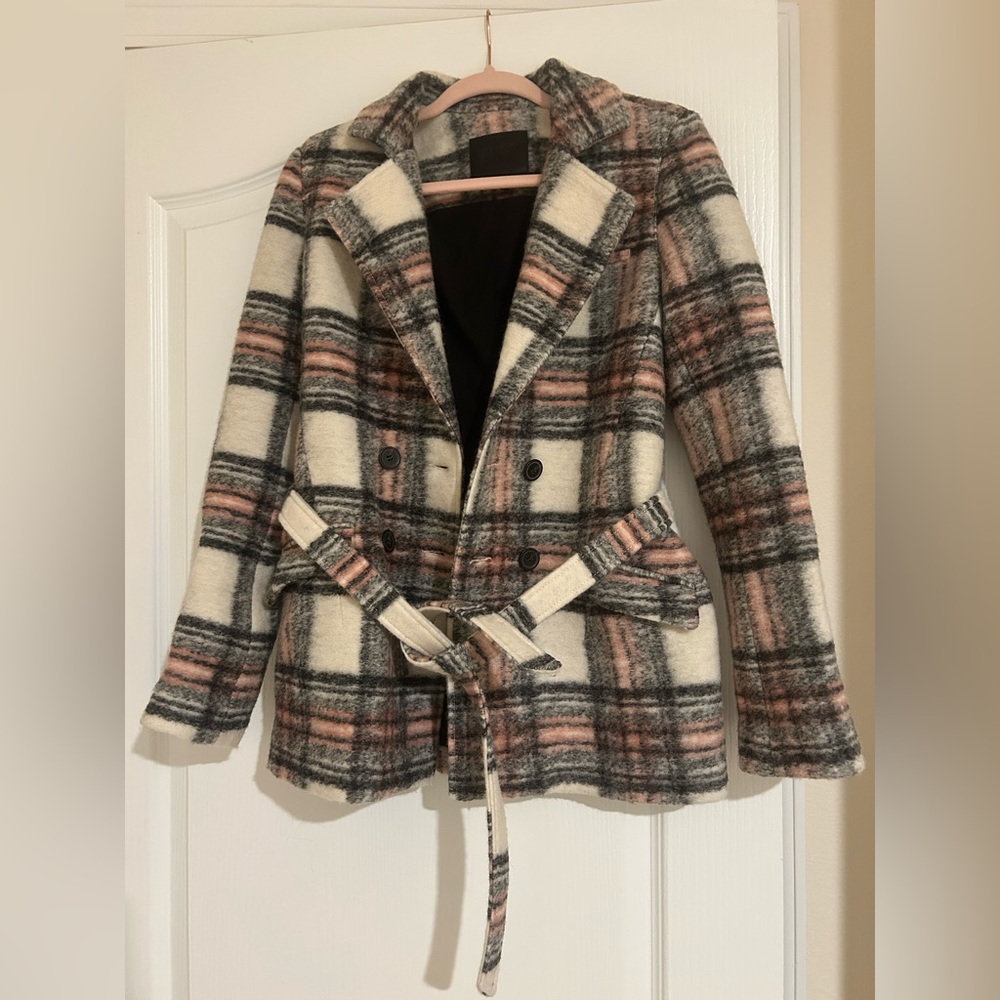Paige Plaid Double-Breasted Women's Pea Coat